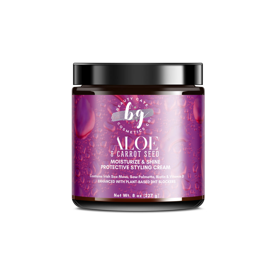 Jar of aloe and carrot seed protective styling cream.