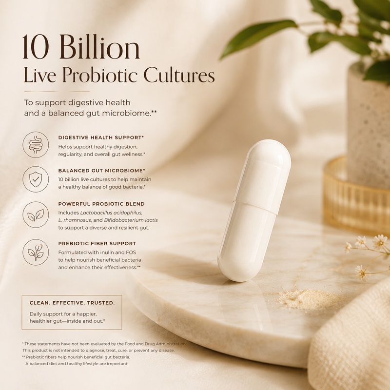 Probiotic + Prebiotic Blend – 10 Billion CFU Daily Gut Support Crave Nutrients