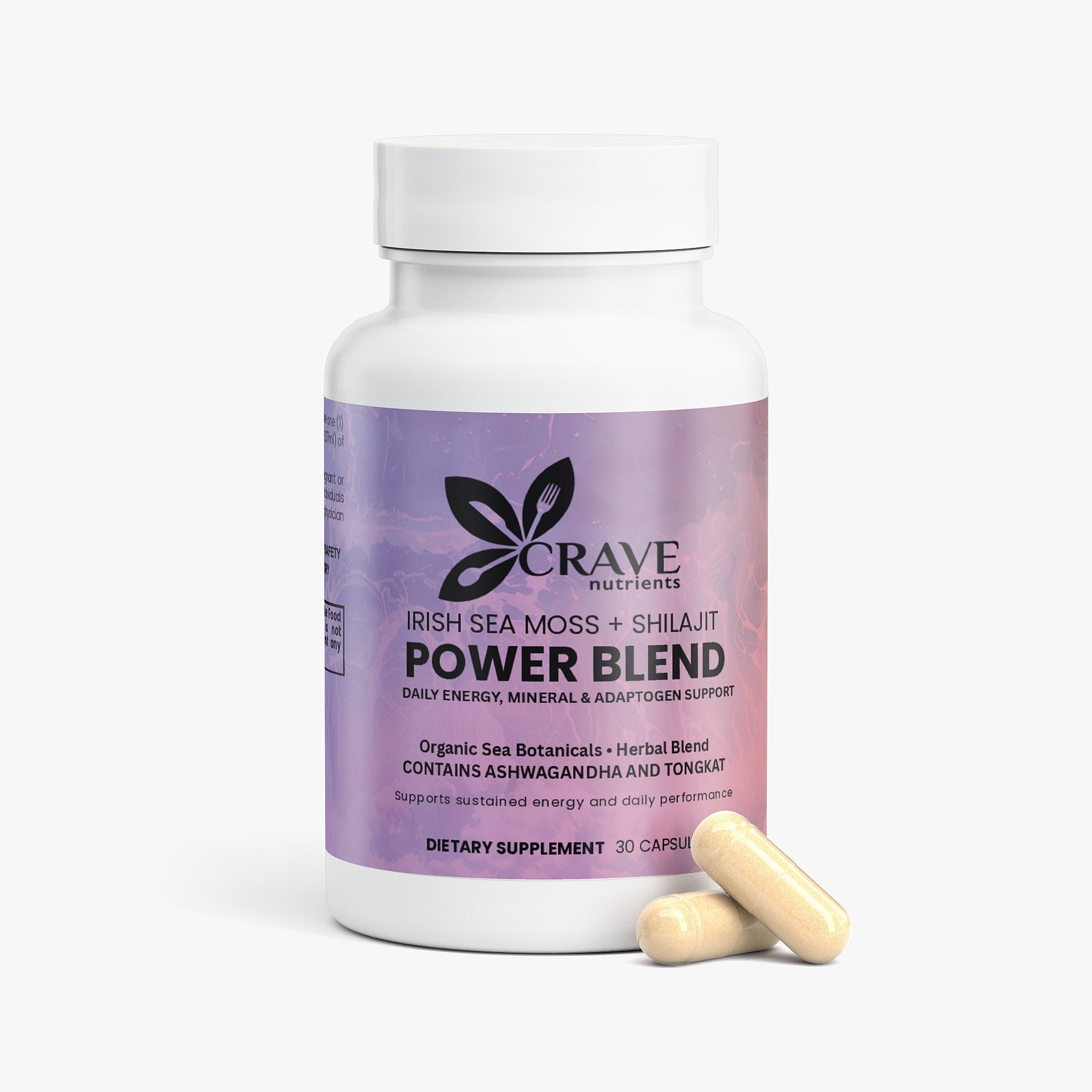 Irish Sea Moss + Shilajit Power Blend with  Ashwagandha and Tongkat Ali Root   - Daily Energy, Mineral & Adaptogen Support Crave Nutrients