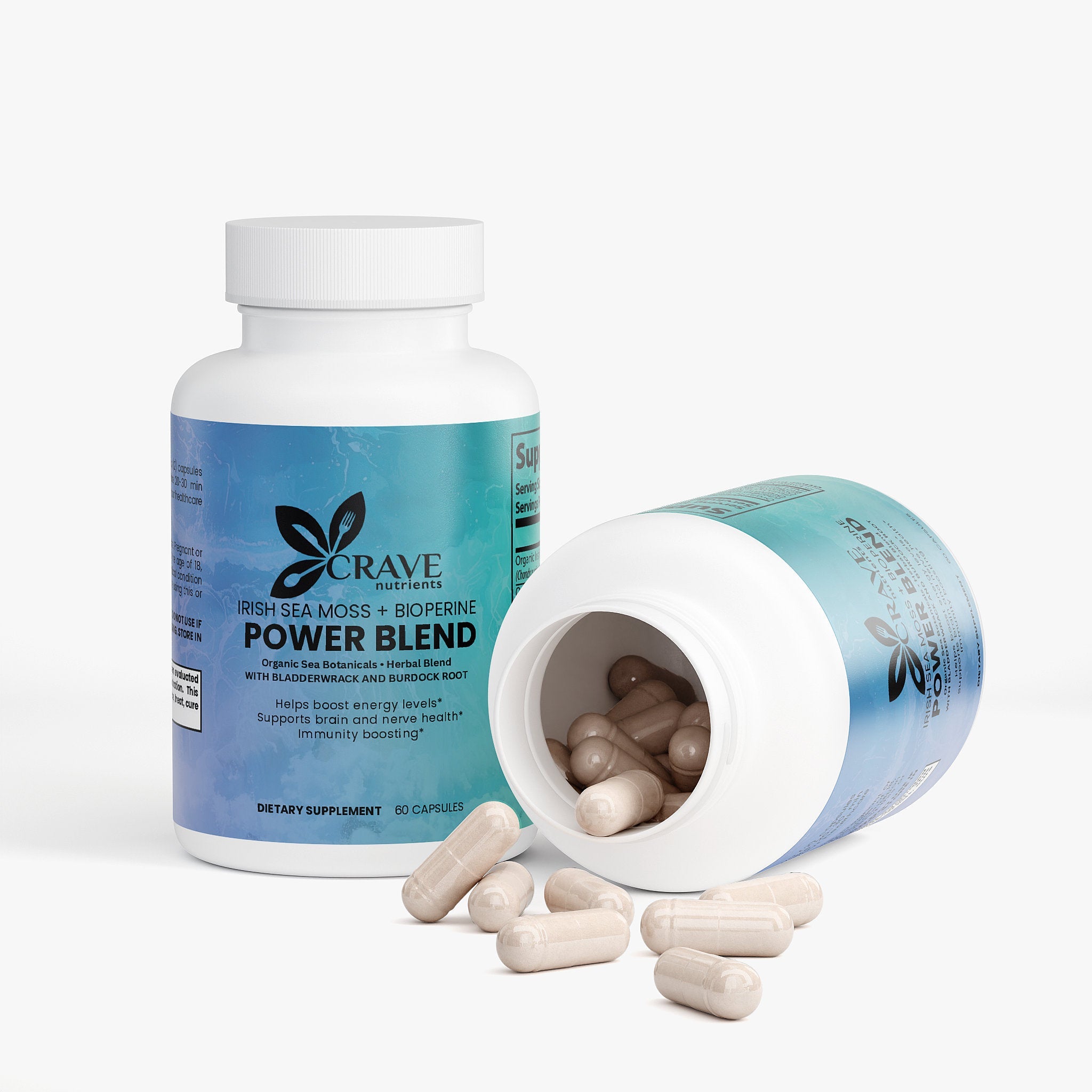 Irish Sea Moss + BioPerine Power Blend with Bladderwrack and Burdock Root Crave Nutrients
