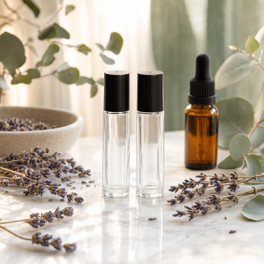 10 ml Glass Roll-On Bottles - Marble Lifestyle with Botanicals
