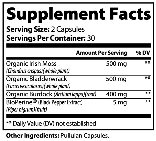 Irish Sea Moss + BioPerine Power Blend with Bladderwrack and Burdock Root Crave Nutrients