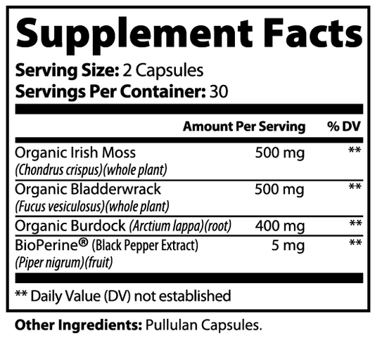 Irish Sea Moss + BioPerine Power Blend with Bladderwrack and Burdock Root Crave Nutrients