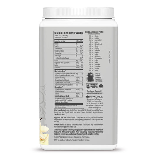 Sunwarrior - Vanilla Active Protein - Plant-Based, Gluten-Free Sunwarrior