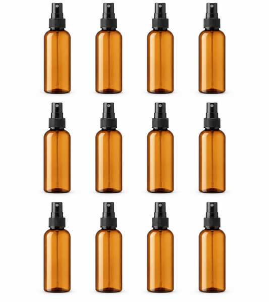 2 oz Amber PET Fine Mist Spray Bottles | 12 or 24 Pack Go Natural 247