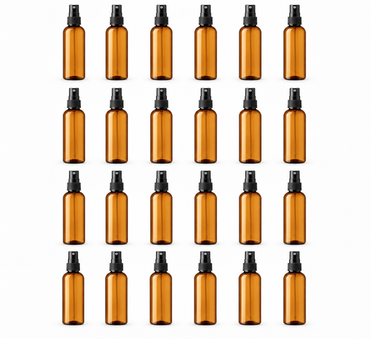 2 oz Amber PET Fine Mist Spray Bottles | 12 or 24 Pack Go Natural 247