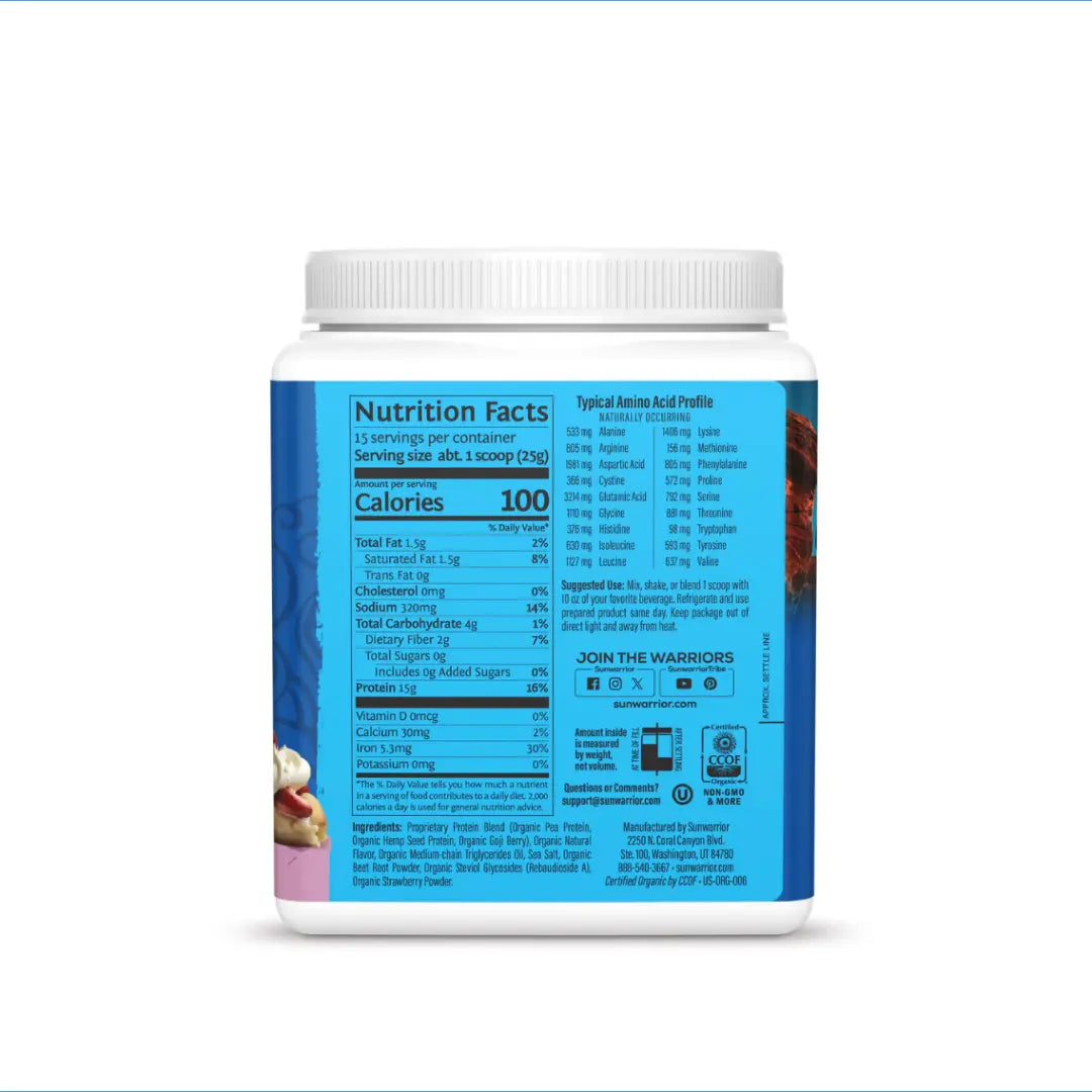 Sunwarrior - Warrior Blend Berry Shortcake Protein - Pea Protein Powder: 750g Sunwarrior