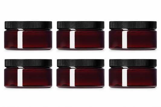 4 oz Amber PET Straight-Sided Jar with Black Ribbed Cap Go Natural 247