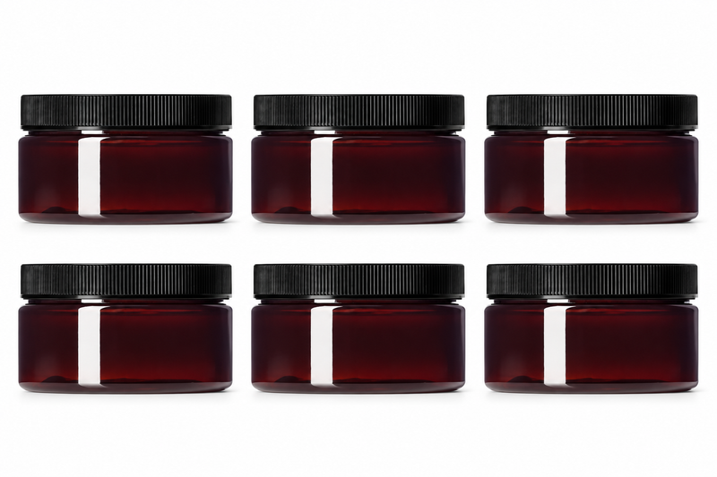 4 oz Amber PET Straight-Sided Jar with Black Ribbed Cap Go Natural 247