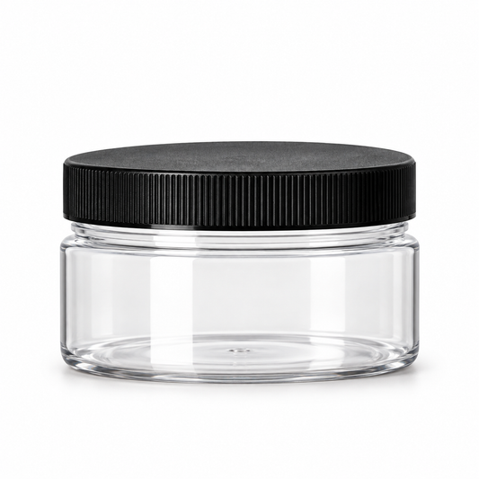 4 oz Clear PET Straight-Sided Jars with Black Caps | 6 or 24 Pack Go Natural 247