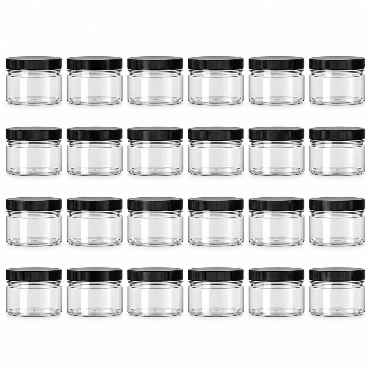 4 oz Clear PET Straight-Sided Jars with Black Caps | 6 or 24 Pack Go Natural 247