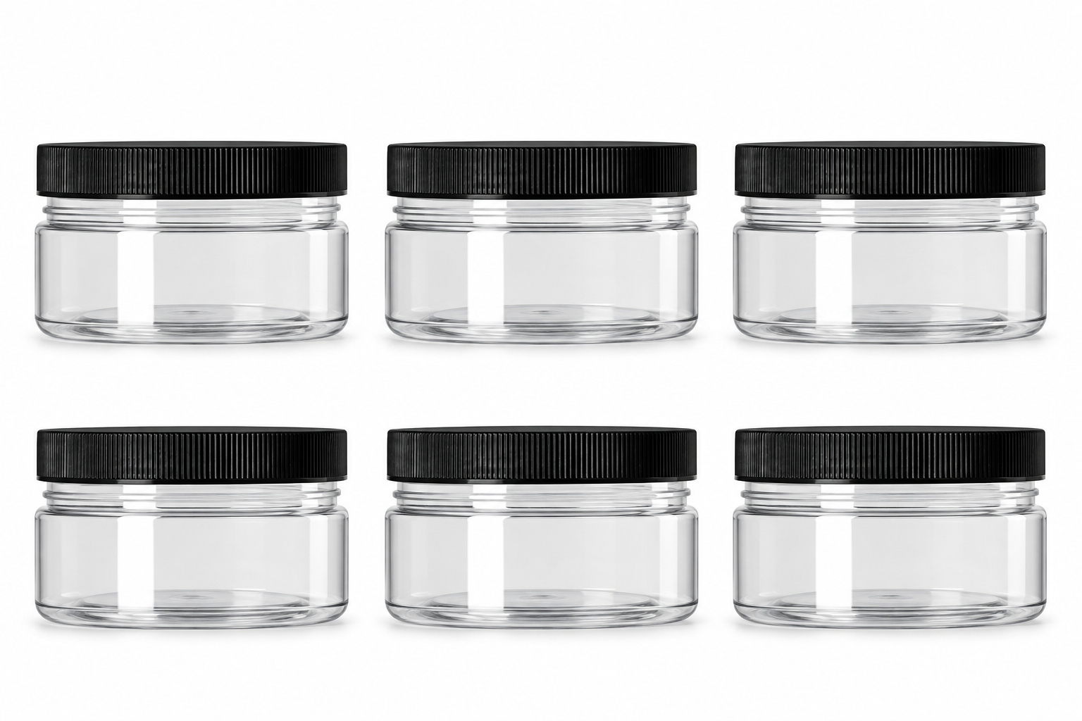 4 oz Clear PET Straight-Sided Jars with Black Caps | 6 or 24 Pack Go Natural 247