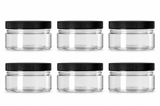4 oz Clear PET Straight-Sided Jars with Black Caps | 6 or 24 Pack Go Natural 247