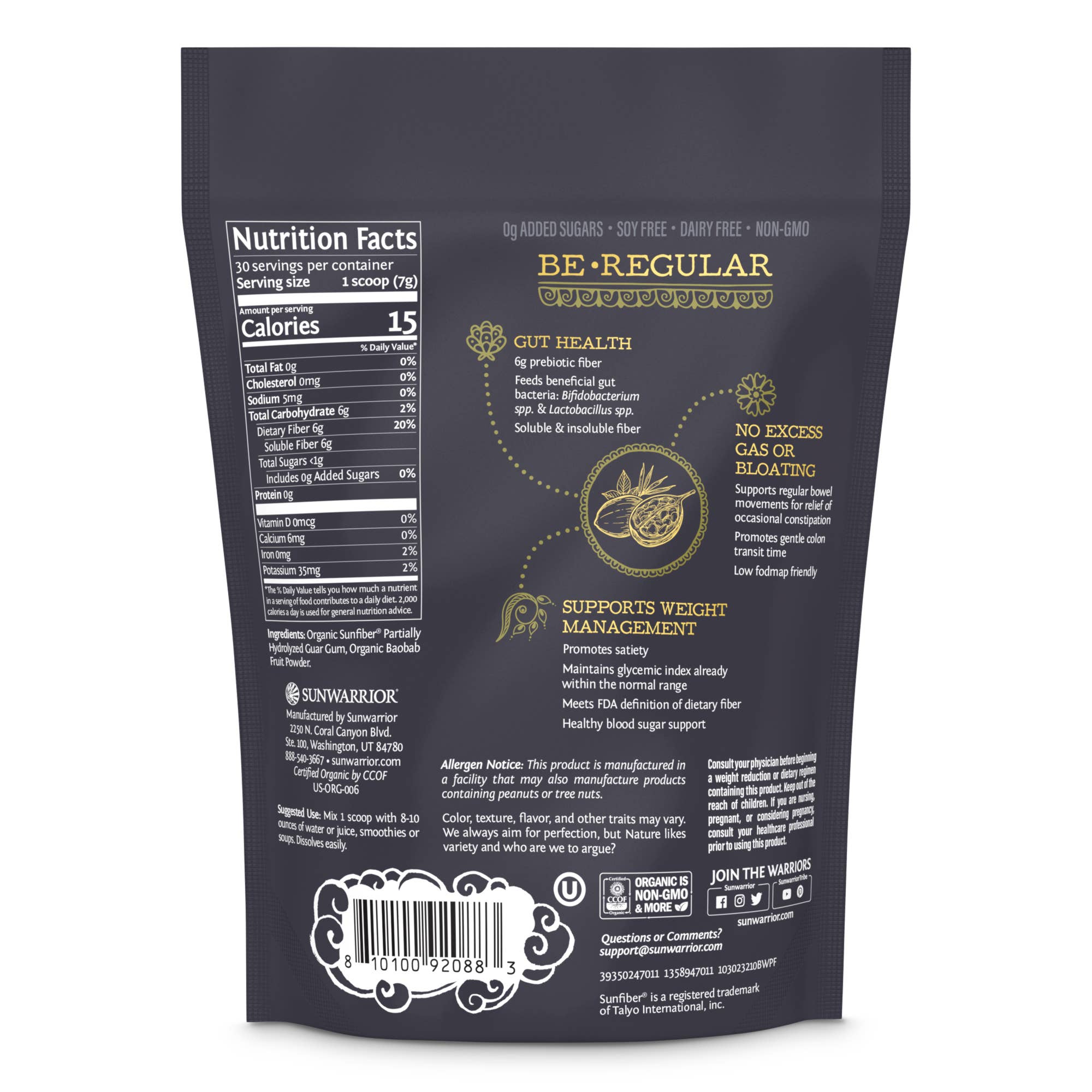 Be Well Plant-Derived Prebiotic Fiber Powder – Gut Health & Digestive Support Sunwarrior