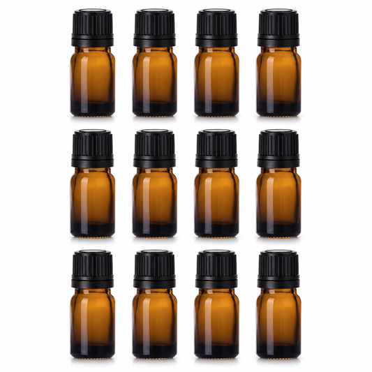 5 ml Amber Glass Bottles with Caps & Orifice Reducers | 12 Pack Go Natural 247