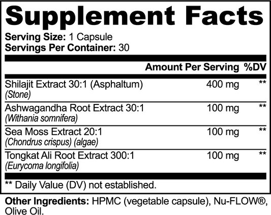 Irish Sea Moss + Shilajit Power Blend with  Ashwagandha and Tongkat Ali Root   - Daily Energy, Mineral & Adaptogen Support Crave Nutrients