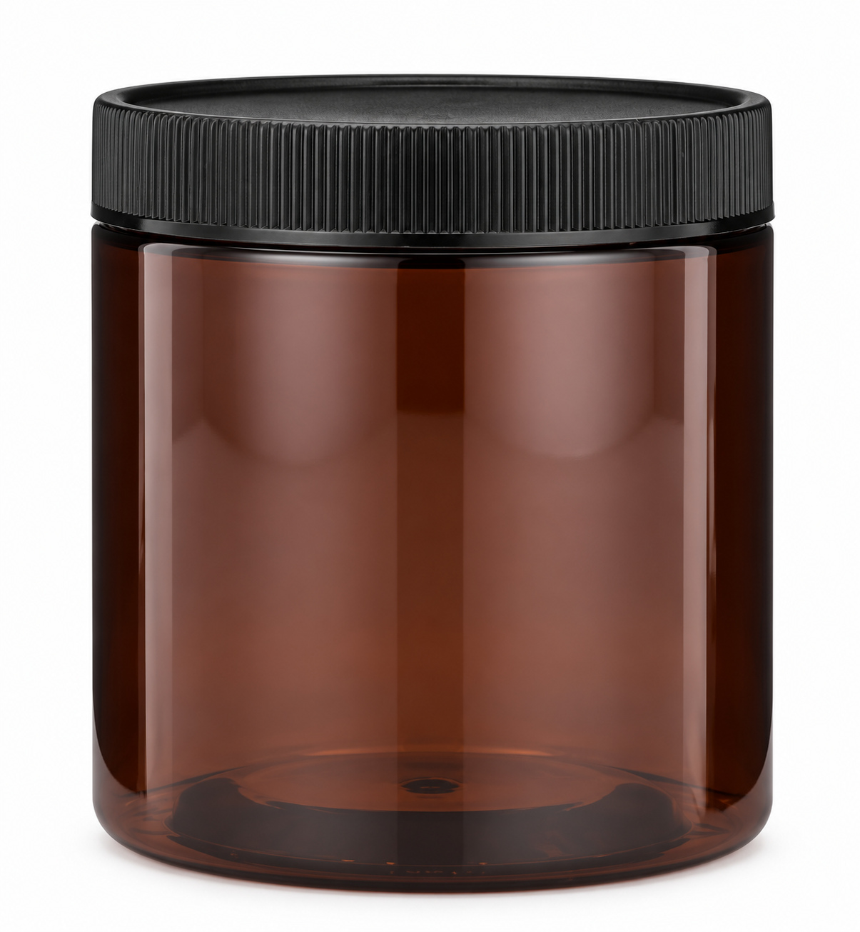 8 oz PET Cosmetic Jar with Black Ribbed Cap | Amber Go Natural 247