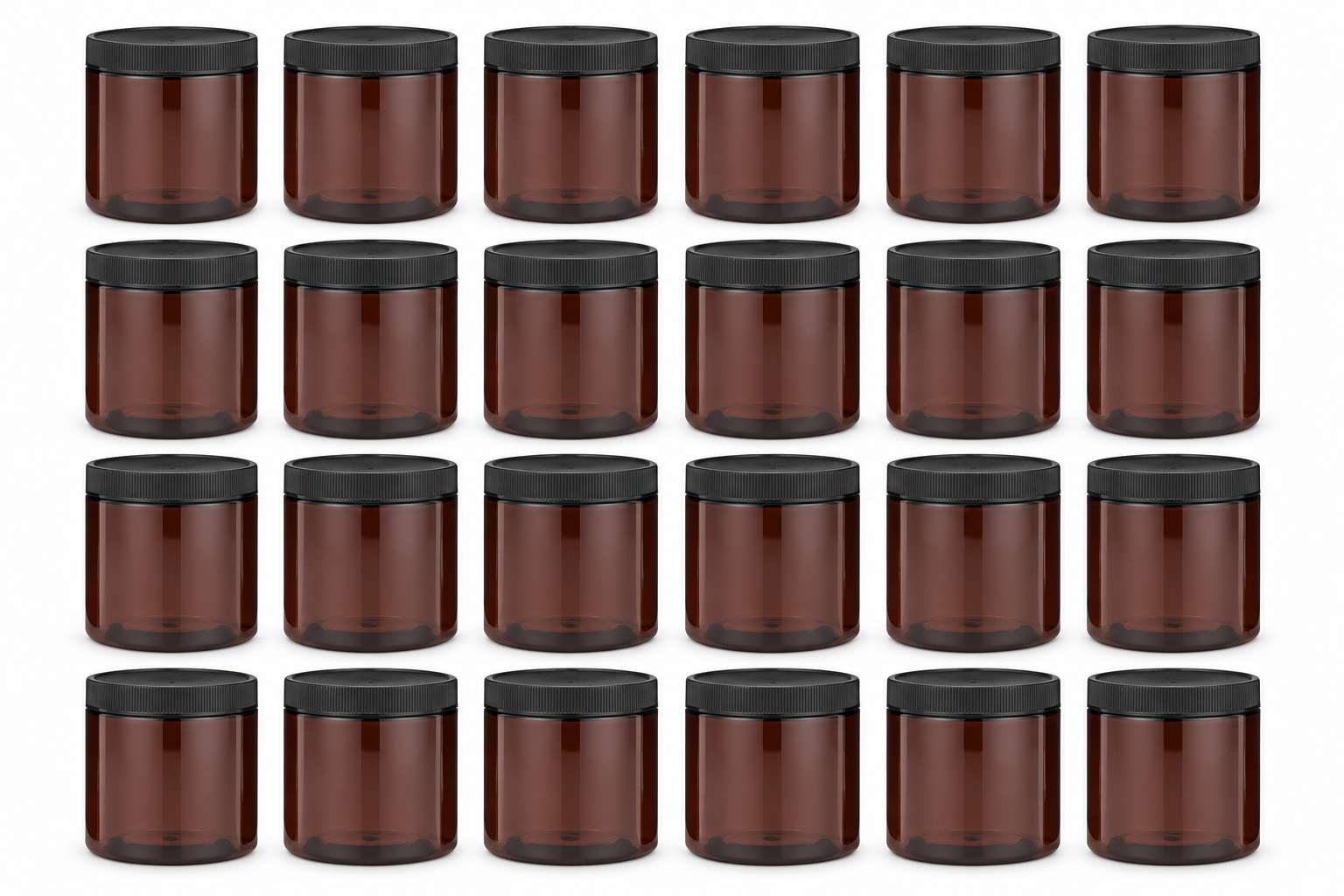 8 oz PET Cosmetic Jar with Black Ribbed Cap | Amber Go Natural 247