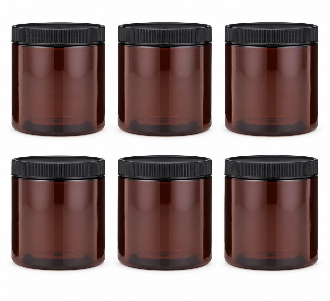 8 oz PET Cosmetic Jar with Black Ribbed Cap | Amber Go Natural 247