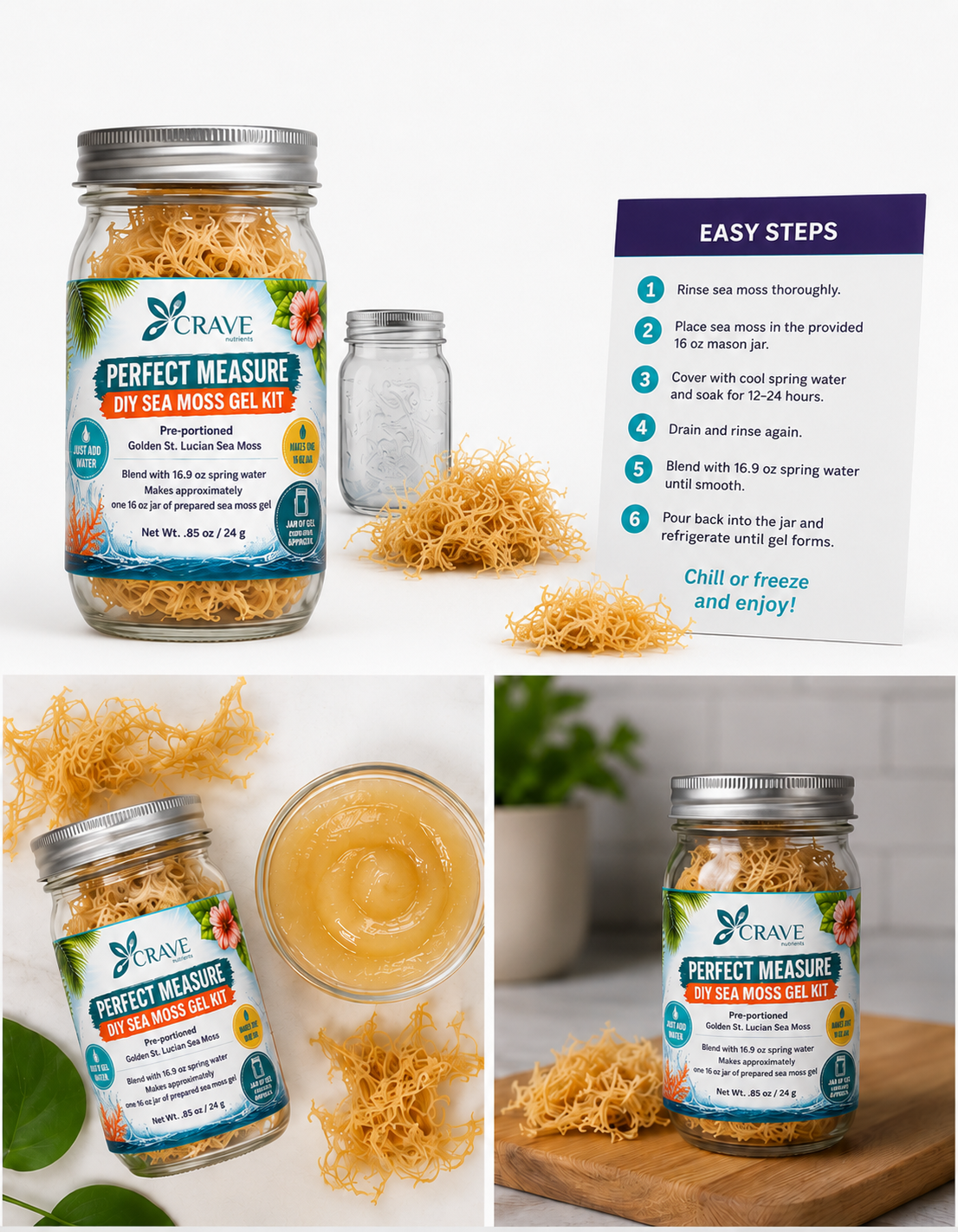Perfect Measure DIY Golden St. Lucian Sea Moss Gel Kit Crave Nutrients