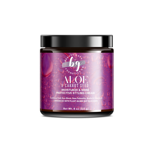 Jar of aloe and carrot seed protective styling cream.
