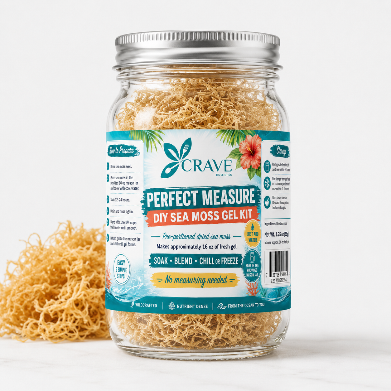 Crave Nutrients Perfect Measure DIY Golden St. Lucian Sea Moss Gel Kit Crave Nutrients