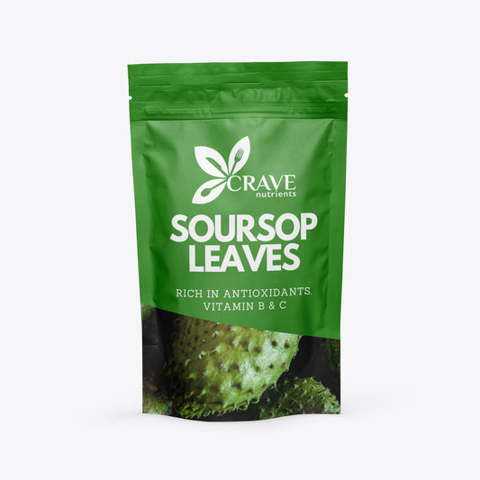 Green package of "Crave nutrients" soursop leaves.
