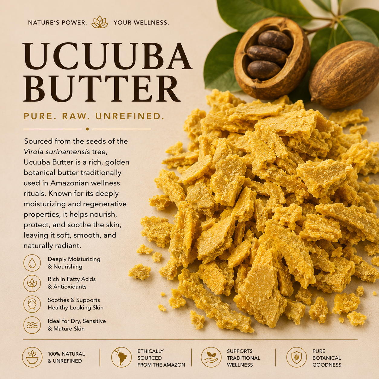 Ucuuba Butter – Raw Amazonian Cosmetic Butter Beauty Gate Cosmetics