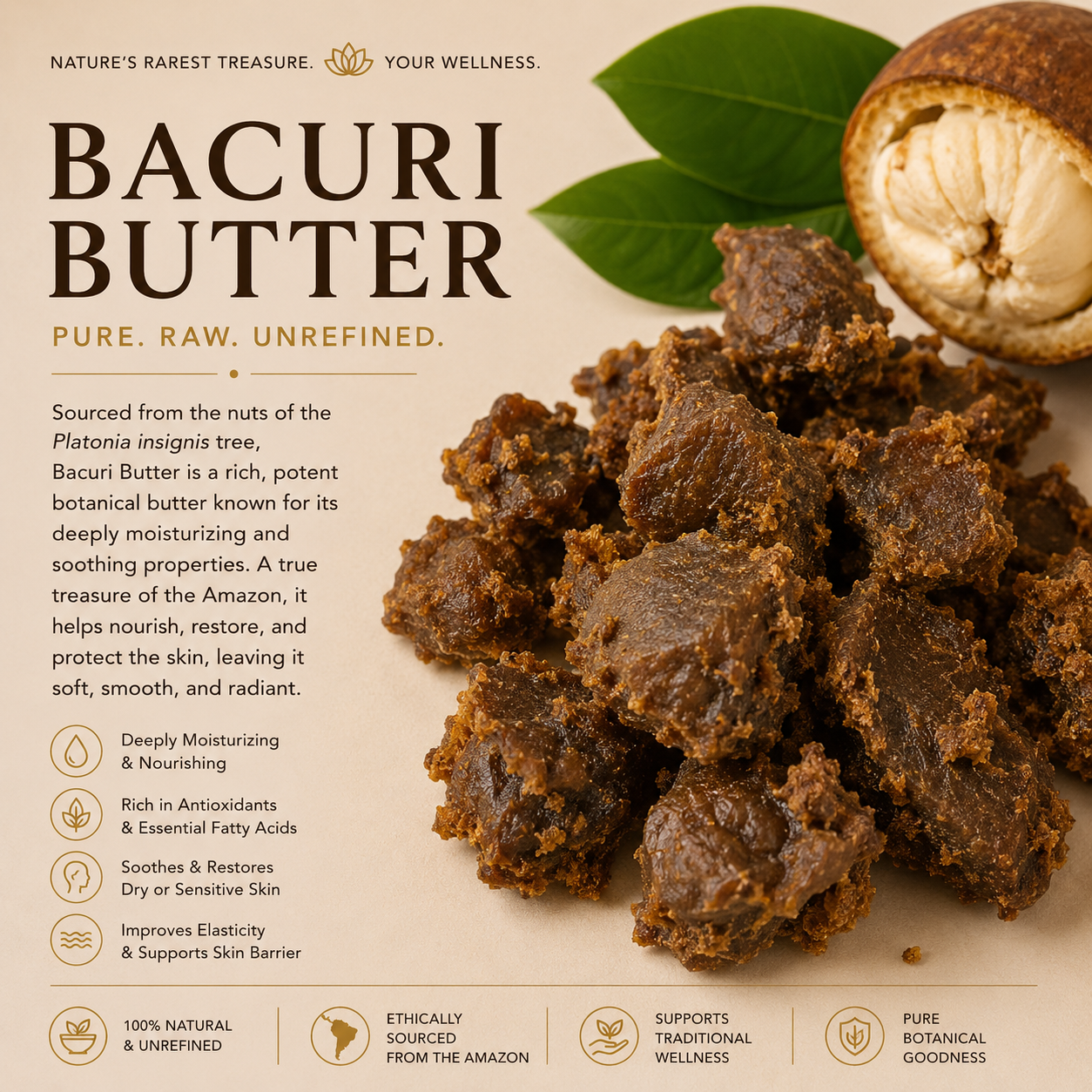 Bacuri Butter – Raw Amazonian Cosmetic Butter Beauty Gate Cosmetics