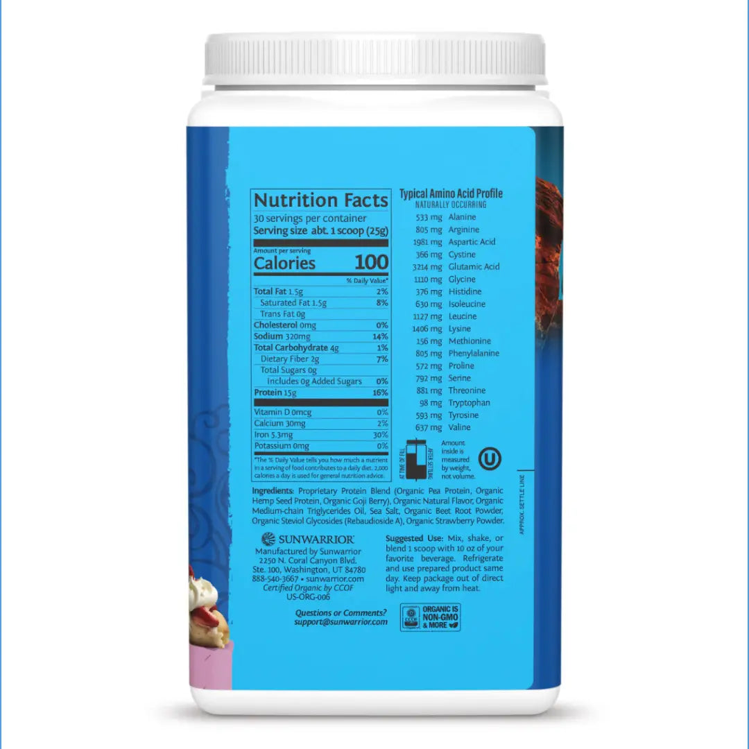 Sunwarrior - Warrior Blend Berry Shortcake Protein - Pea Protein Powder: 750g Sunwarrior