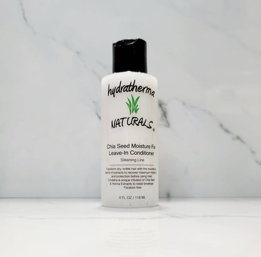 A bottle of Hydratherma Naturals Chia Seed Moisture Fix Leave-In Conditioner.