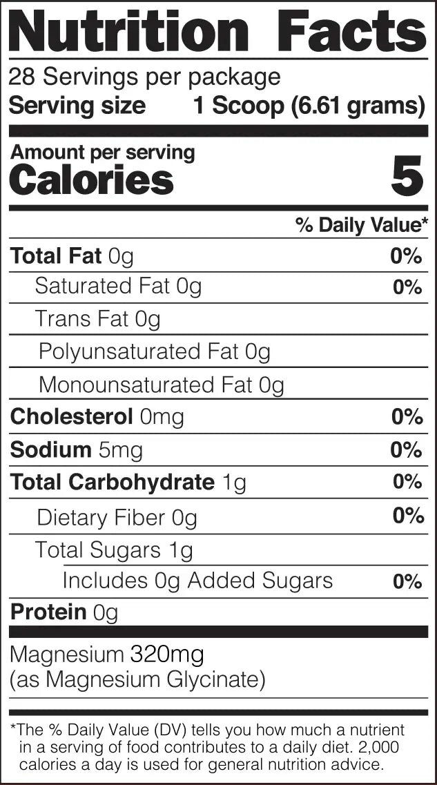 Nutrition facts label for a food product.