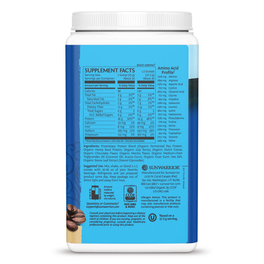 Sunwarrior - Warrior Blend Mocha Protein - Pea Protein Powder: 375g Sunwarrior