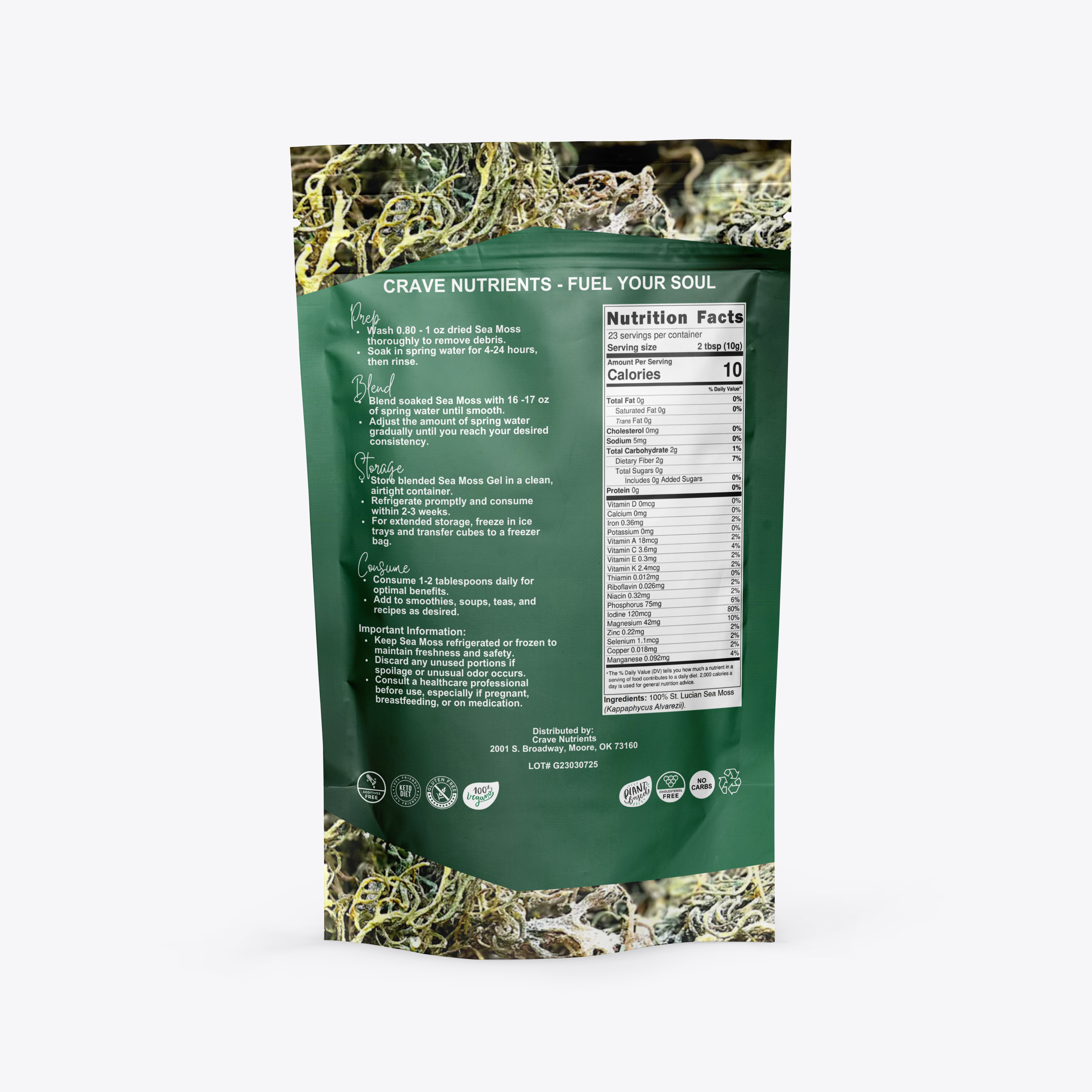 Wild-harvested St. Lucian Green Sea Moss back view – Go Natural 247
