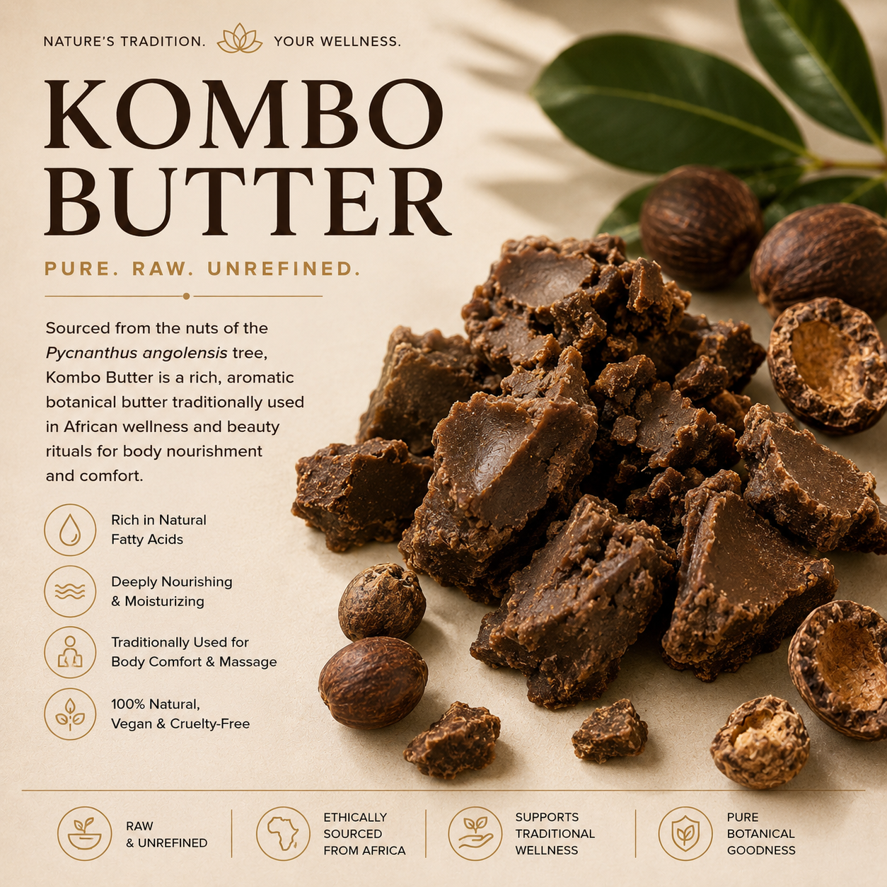 Kombo Butter – Wild Harvested, Unrefined, Cosmetic Grade Beauty Gate Cosmetics