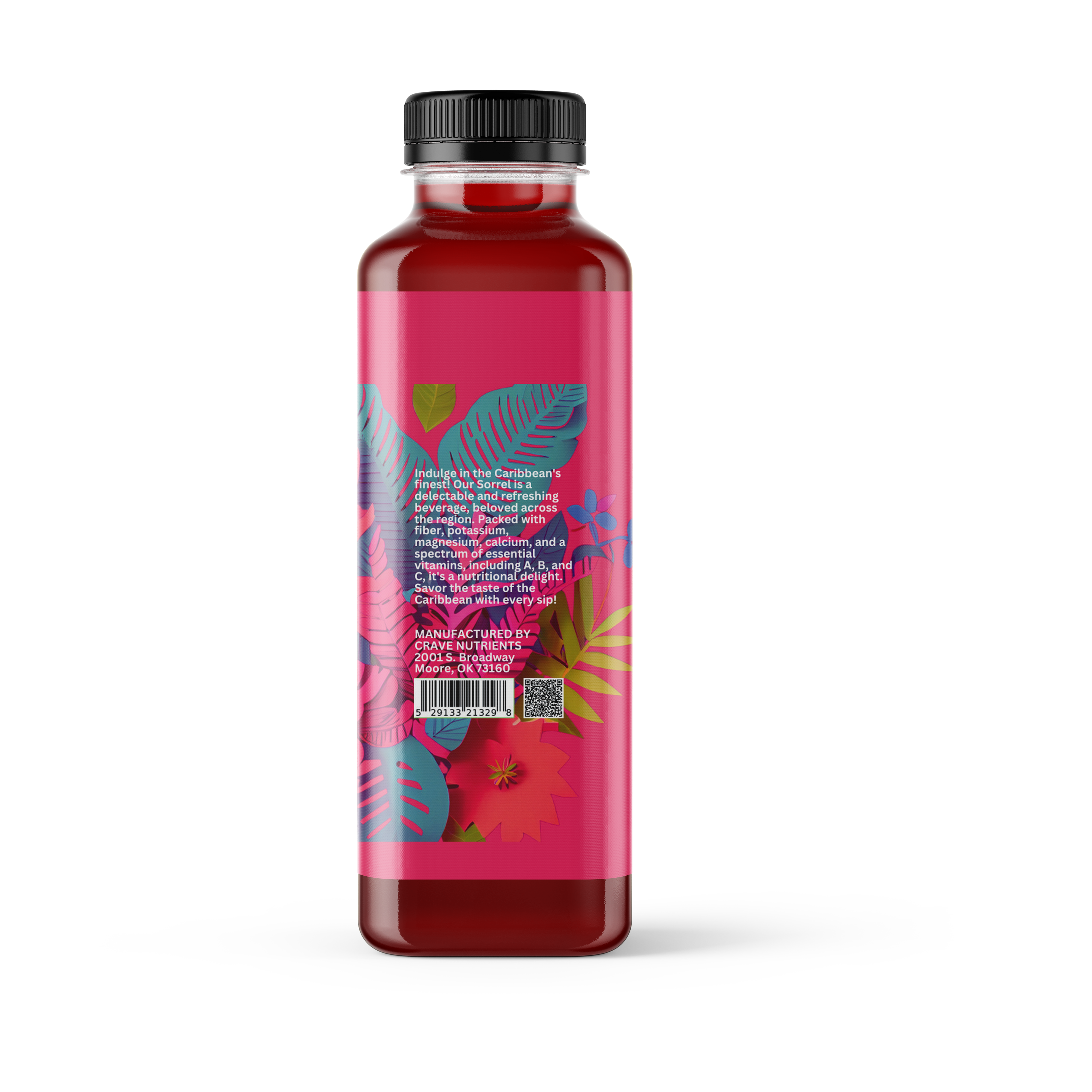 A bottle of Crave Nutrients Sorrel drink.