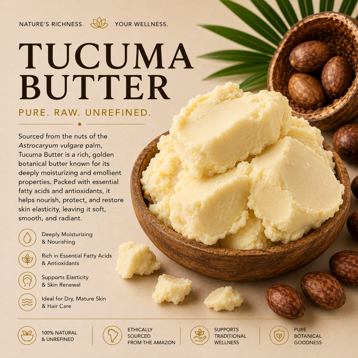 Tucuma Butter – Raw Amazonian Cosmetic Butter Beauty Gate Cosmetics