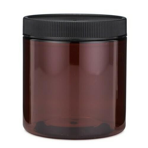 8 oz Amber Jar with Black Ribbed Cap – Go Natural 247